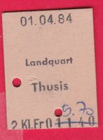 KARTON BILLETT, LANDQUART - THUSIS, 2.KLASSE, EINFACH