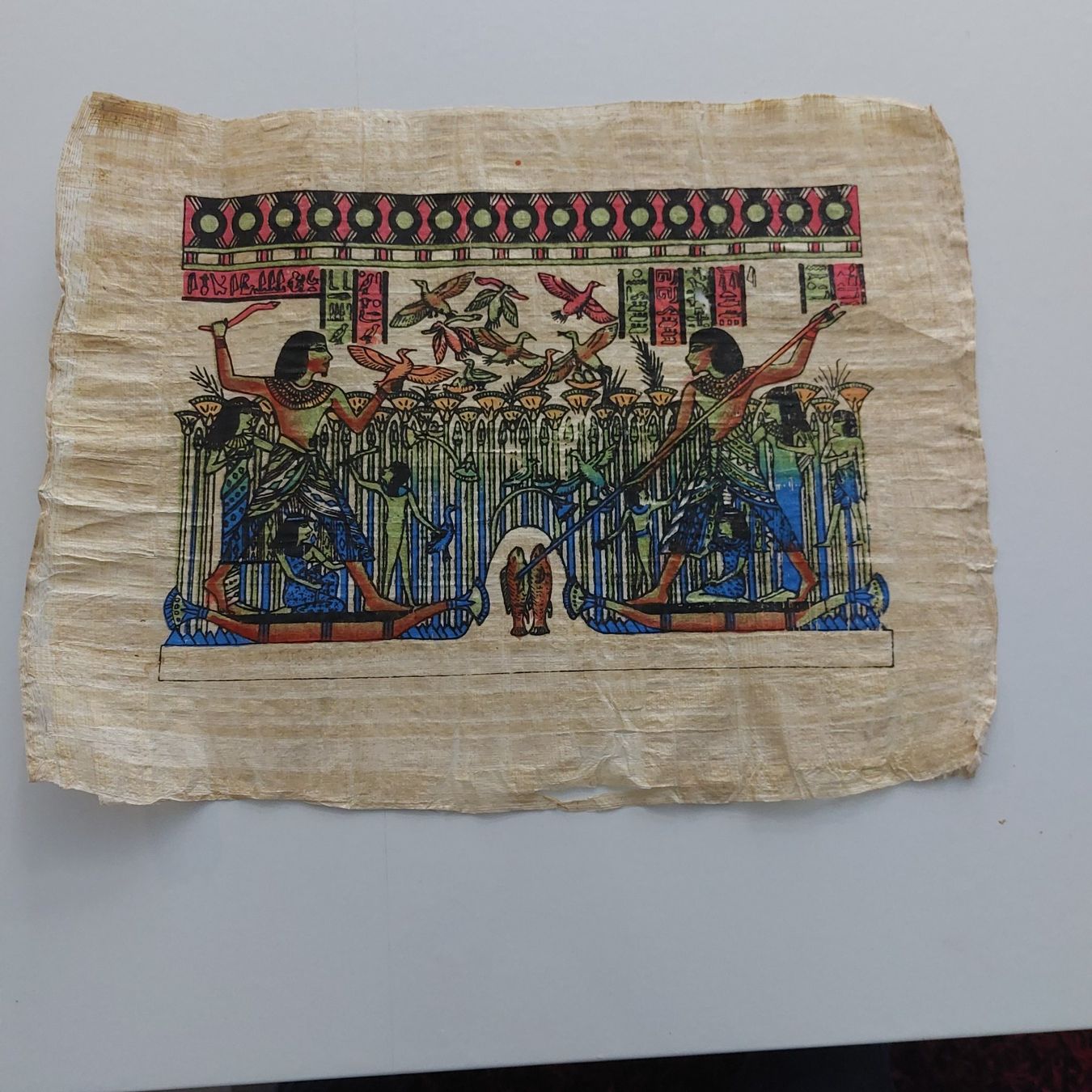 Dipinti: Papyrus peint scène Egyptienne chasse oiseaux – Usato da Oberburg venduto da Ines2019