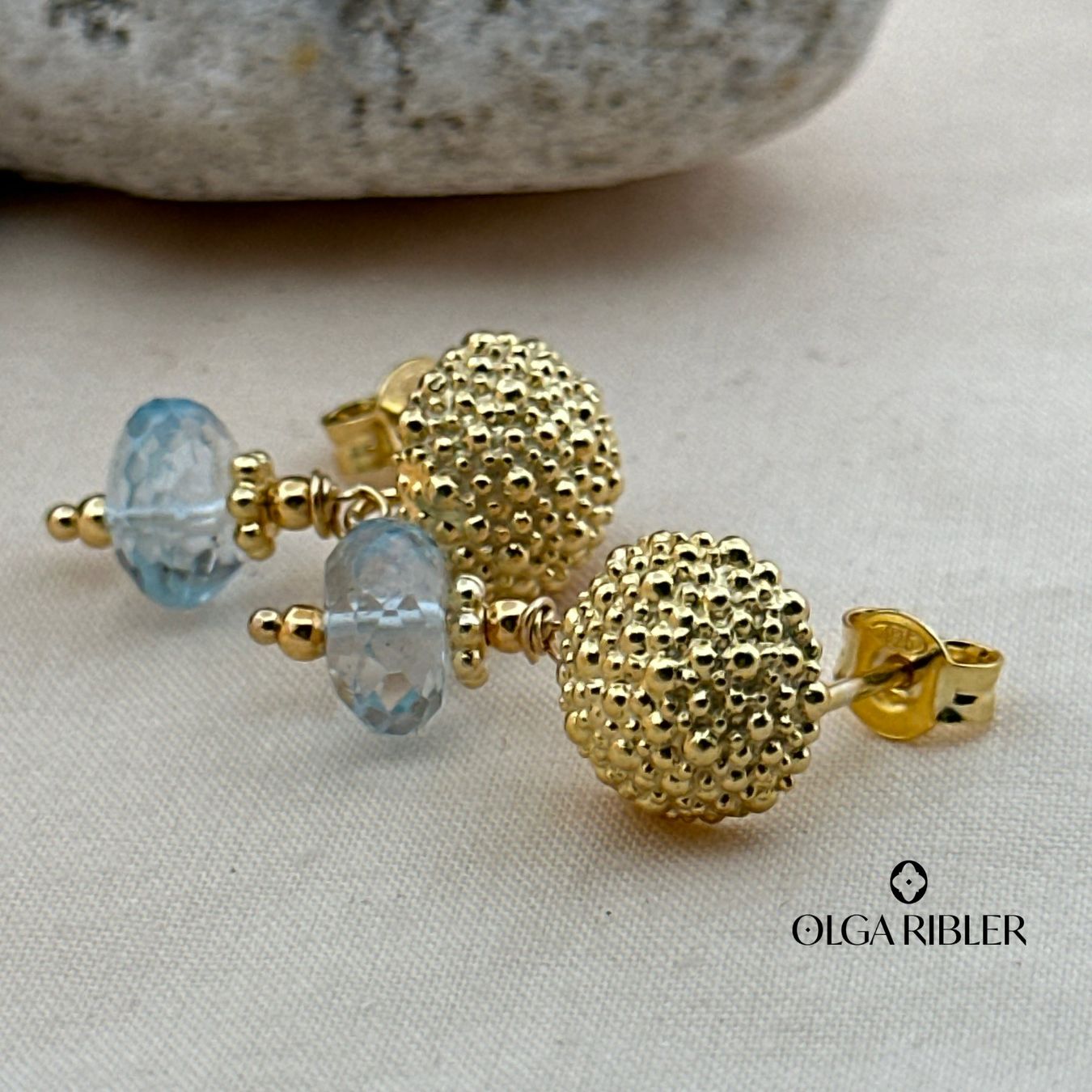 Olga Ribler Ohrringe & -stecker: Ohrstecker mit Aquamarin, Silber rosevergoldet – Neu (gemäss Beschreibung) aus Luzern von Schmuckoutlet 4