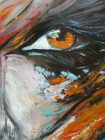Acryl auf Druckleinwand handgemalt 120x80 Rolle ohne Rahmen