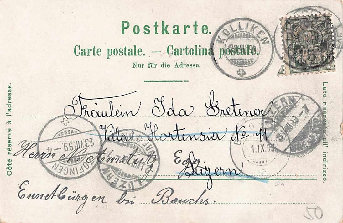 Cartoline postali: alte ANSICHTSKARTE "Gruss aus BASEL", schöne LITHO von 1899 – Usato da Lufingen venduto da philatelieshop 1