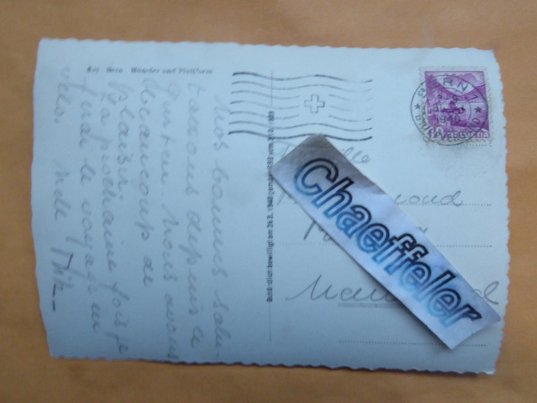 Cartoline postali: 1940  807 Bern, Münster und Plattform – Usato da Zürich venduto da Chaeffeler 1