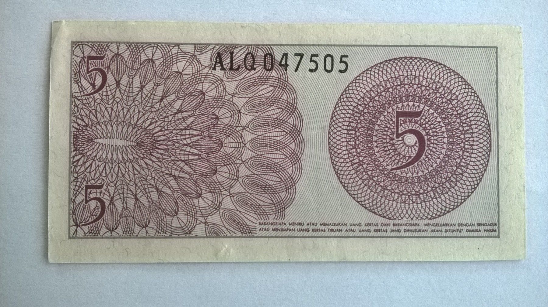 Banknoten: Billet banque Indonésie 5 Sen 1964 UNC – Neu (gemäss Beschreibung) aus Fontainemelon von cathare67 1