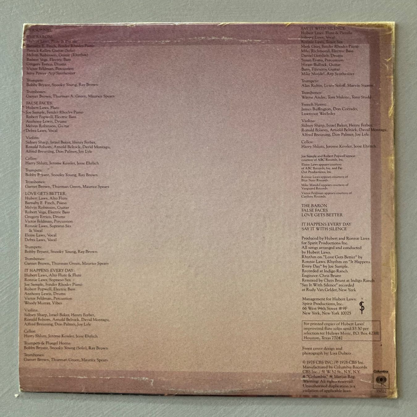 Dischi in vinile: Hubert Laws - Say It With Silence - LP – Usato da dachsen venduto da oheio 1