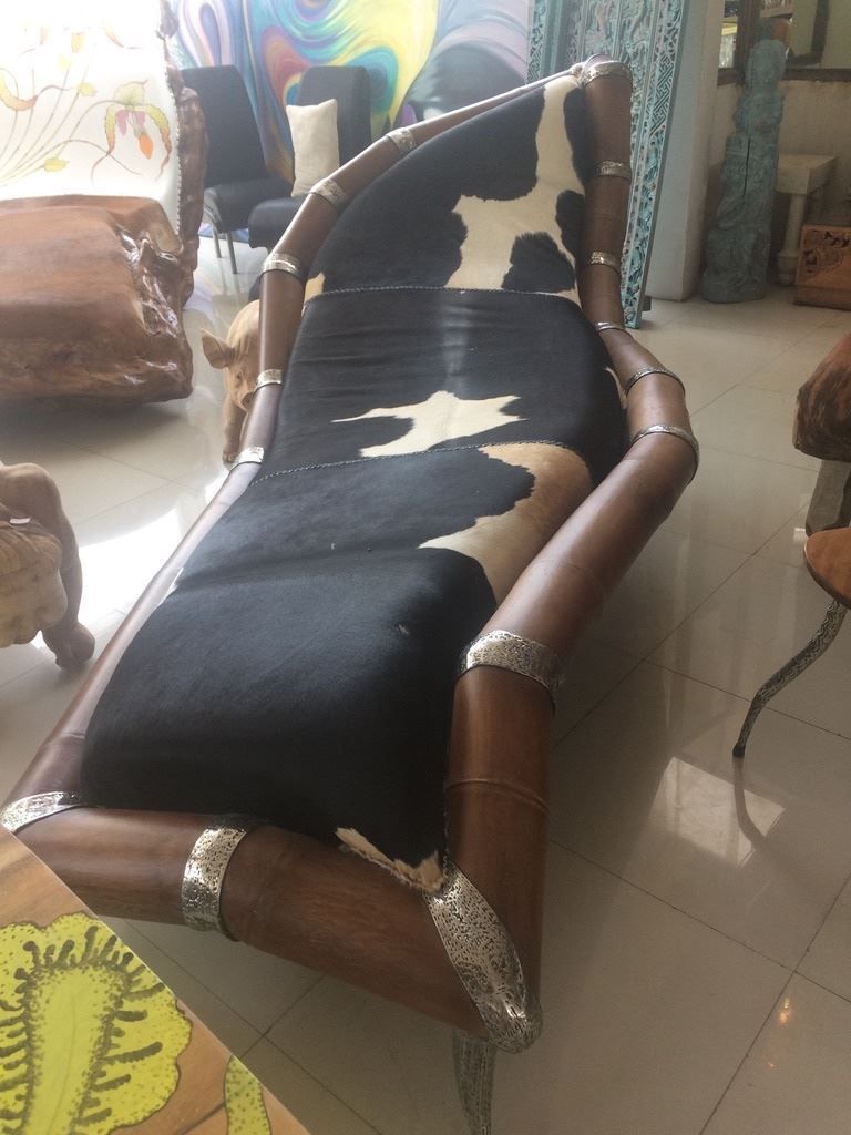 Sedie a sdraio: Couch Polstermöbel Lounge Liege Ottomane Bambus Leder Sofa – Nuovo e nell'imballaggio originale da Daisendorf venduto da Wohn-Kult 1