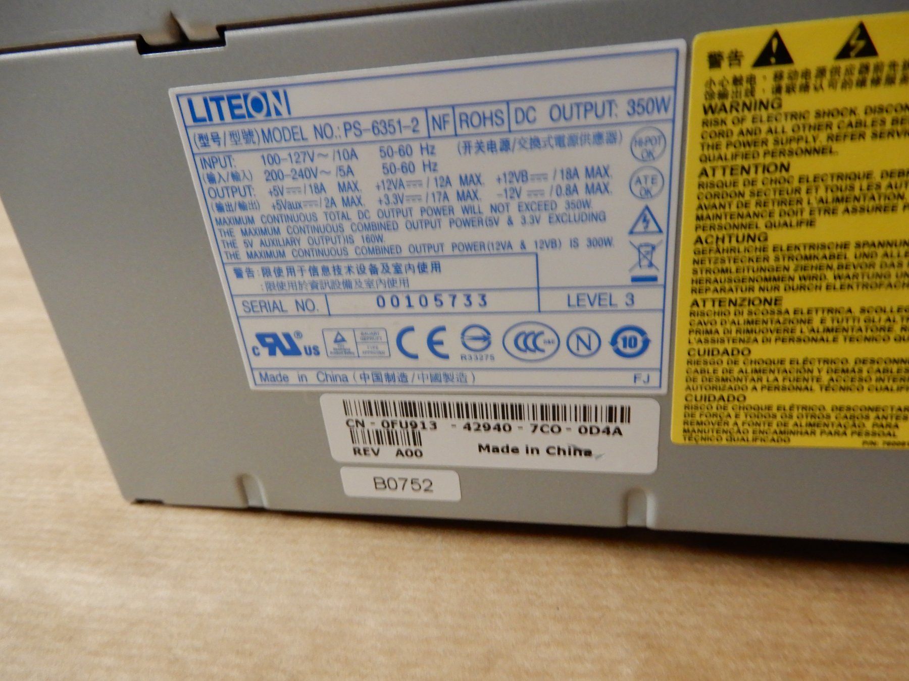 Componenti elettronici: Liteon Model 6351-2  PC Power Gerät – Usato da Worben venduto da MaKo3252 4