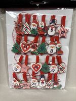 Adventskalender-Girlande Holz rot Deko Weihnachten