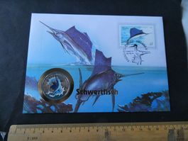 Cuba 1994, 1 Peso, Schwertfisch - Münzbrief