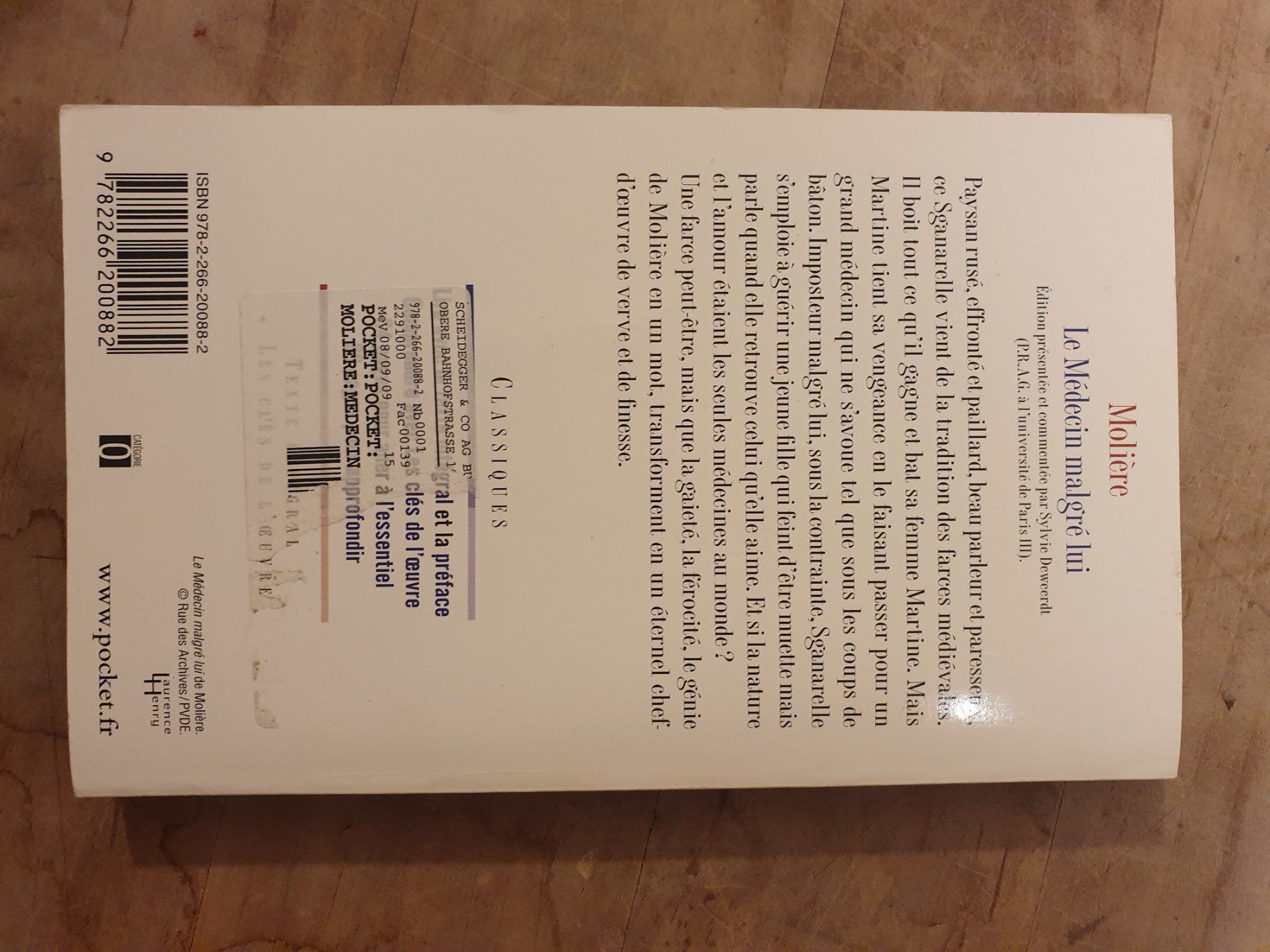 Libri: Le Médecin malgré lui Moliere Pocket – Usato da Zürich venduto da loosebone 1