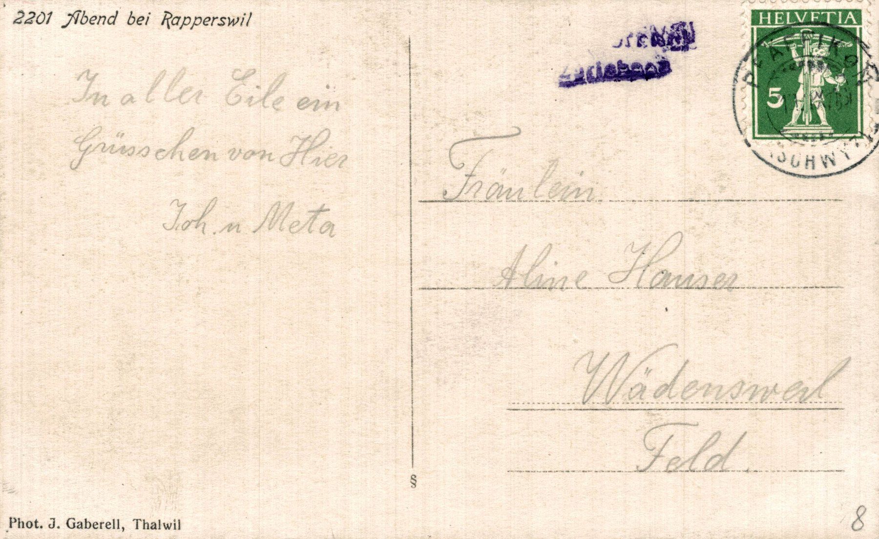 Cartoline postali: Abend bei Rapperswil – Usato da Bronschhofen venduto da Astore 1