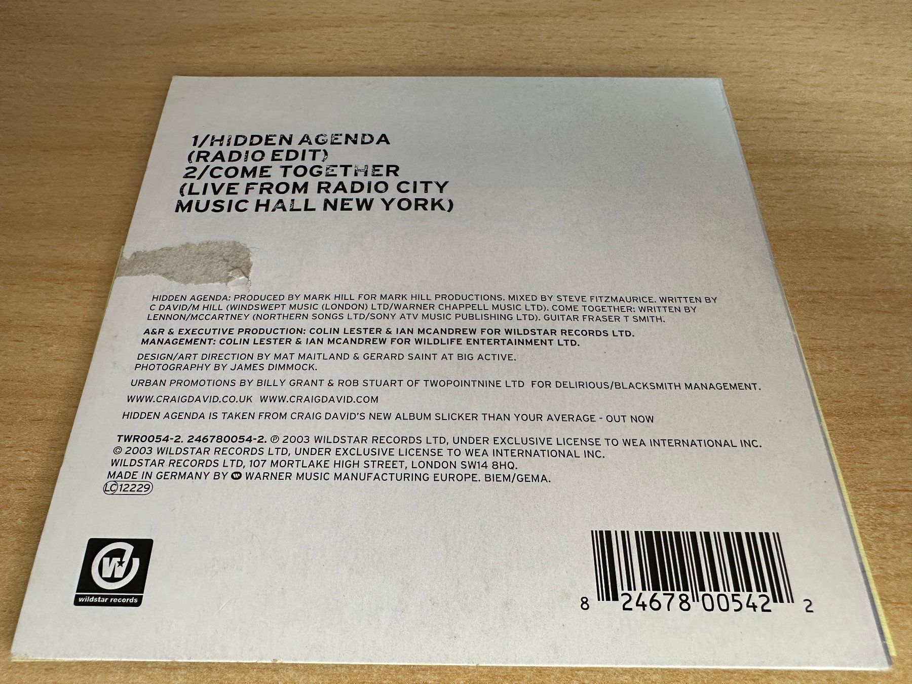 CDs: Craig David – Hidden Agenda - Single CD – Gebraucht aus Rikon im Tösstal von Alpenmutz 1