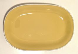 Rössler Porzellan Platte Servierplatte gelb weiss 32 cm