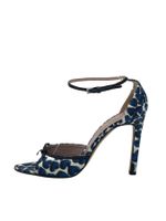 Prada Heart Print Satin Sandale mit Absatz EU 38.5 Blau