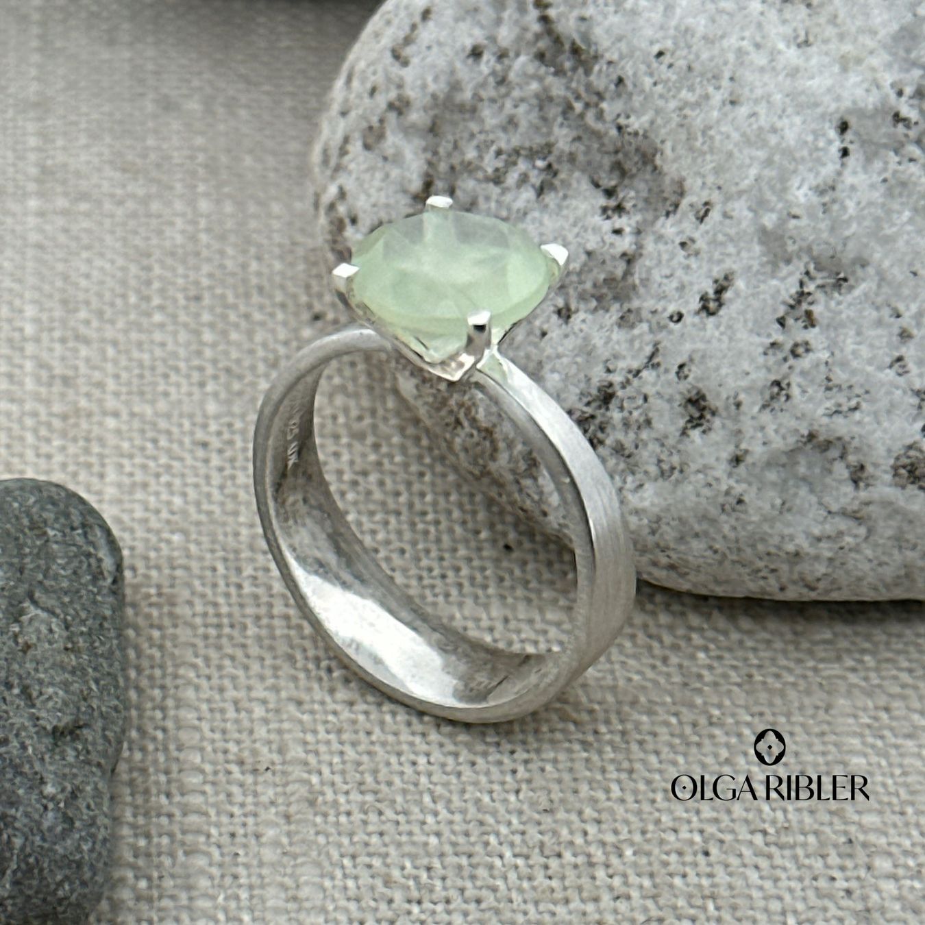 Olga Ribler Anelli: Silberring matt mit Prehnite Grösse 62 – Nuovo (secondo la descrizione) da Luzern venduto da Schmuckoutlet 5