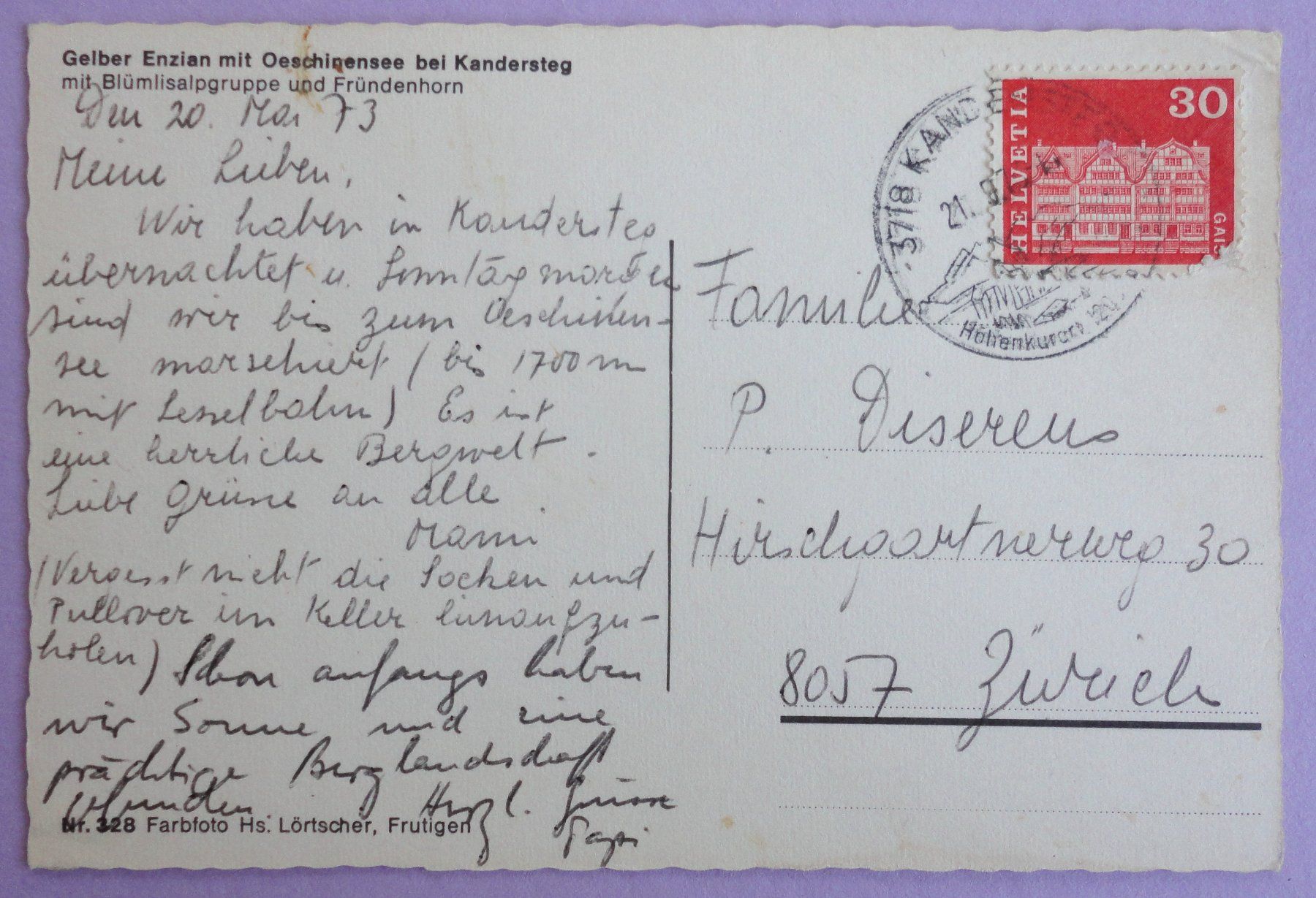 Cartoline postali: Oeschinensee bei Kandersteg – Difettoso da Fétigny venduto da Billy2miny 1