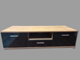 TV-Board Holzoptik schwarz zwei Türen eine Schublade