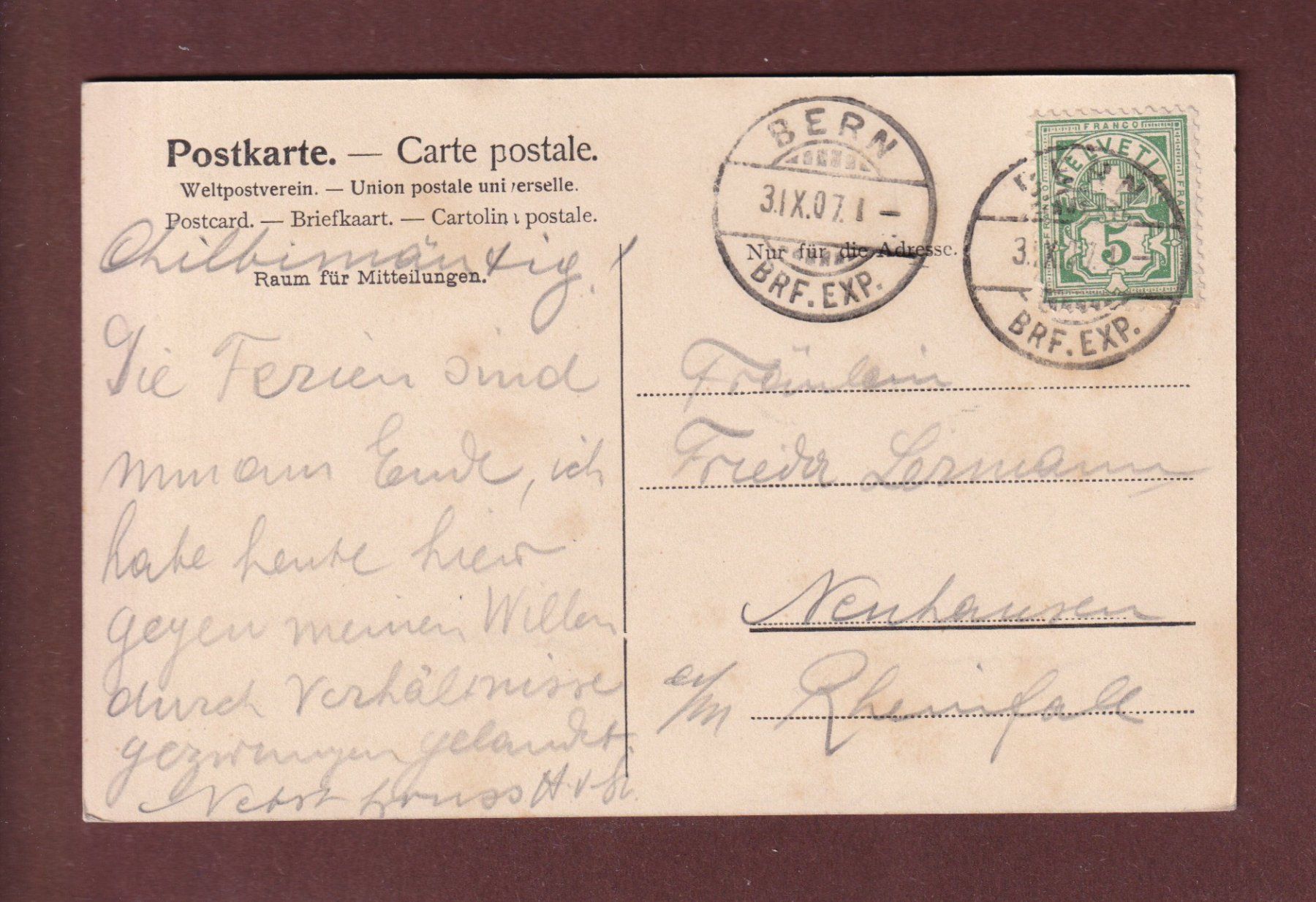 Cartoline postali: BERN - Spitalgasse - Tram - 1907 – Usato da Pully venduto da nicecards-shop 1