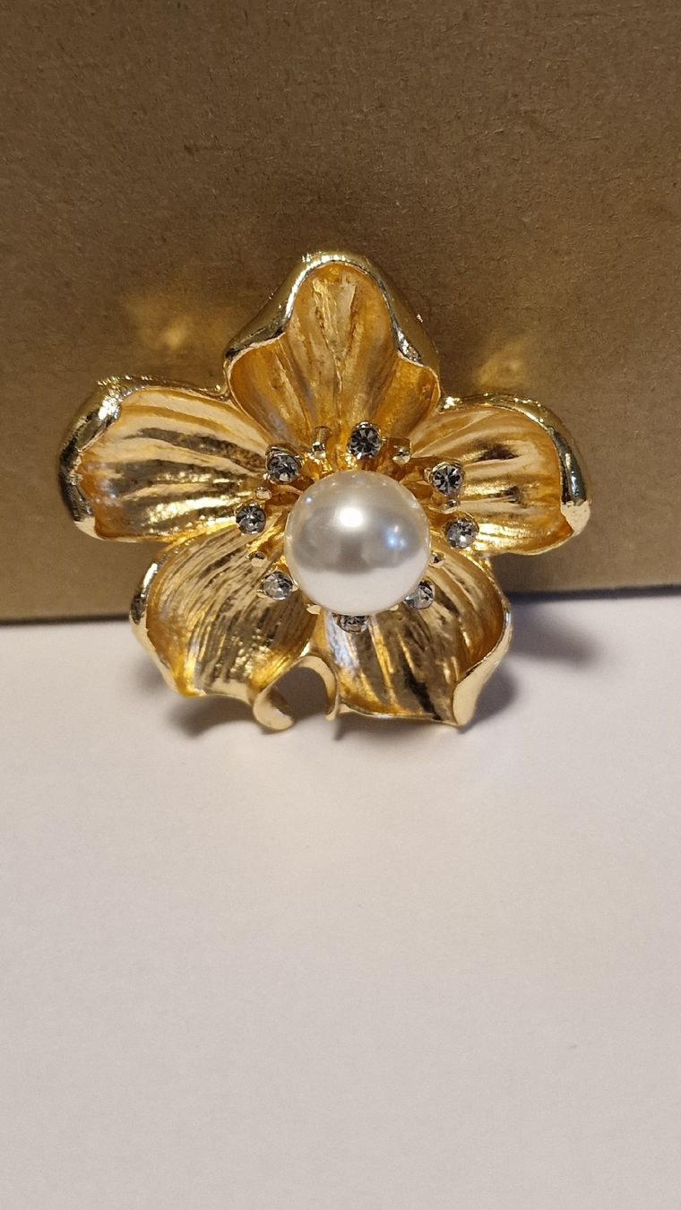 Spille & Fermagli: Goldschmuck Brosche Blume mit Perle, perfekt  – Nuovo (secondo la descrizione) da Herisau venduto da Antiques.AR