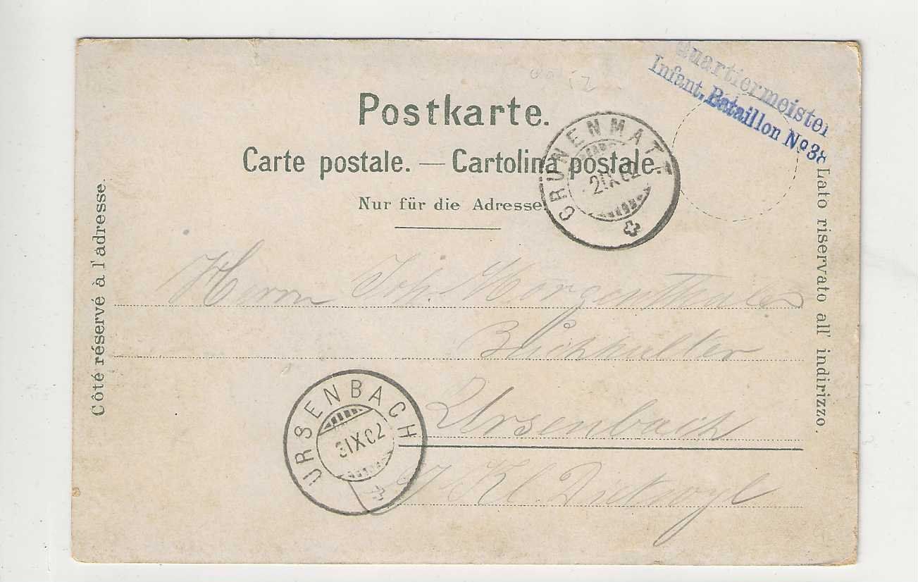 Cartoline postali: Grünenmatt, Litho,  mit Post, 1902 – Usato da Spiez venduto da Niesen20 1