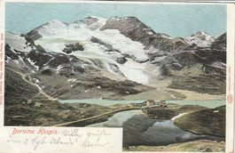 Postkarte Bernina Hospiz mit Seen und Schrift Grösse 9x14...
