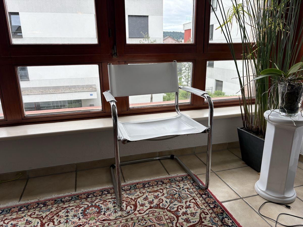 Sedie: Freischwinger Leder Weiss – Usato da Wallisellen venduto da paintbrush 2