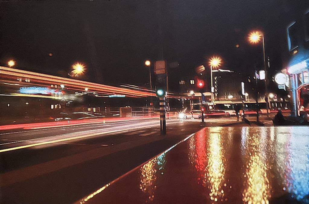 Poster & Bilder: Amsterdam bei Nacht – Gebraucht aus Birmensdorf von big_v52v