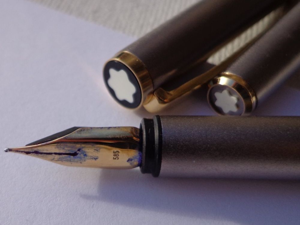 chrom Montblanc Noblesse Slimline Füllfederhalter - F-Feder (Gebraucht ...