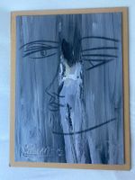 Abstrakte Portraitmalerei von Heinz Hamann auf Holz geklebt
