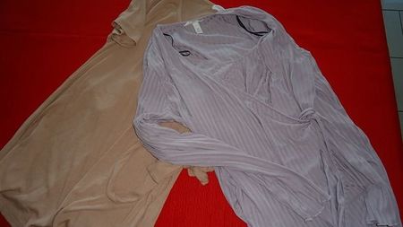 2er Set Umstands -Tunika  Gr. M, Beige/Lila Lang & Kurzarm