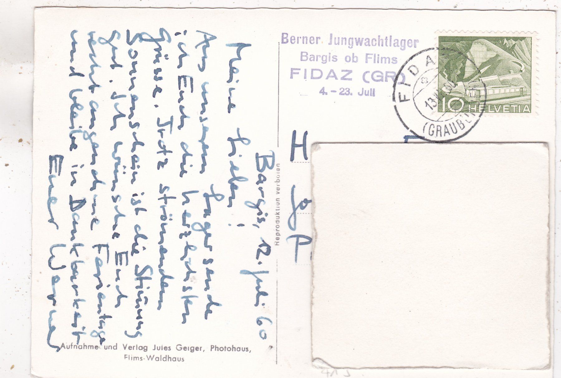 Ansichtskarten: Fidaz mit Flimserstein 1960 – Gebraucht aus Herisau von Lisegrat2008 1