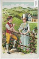 Appenzeller Tracht Costume - Liebespaar - Präge-Litho
