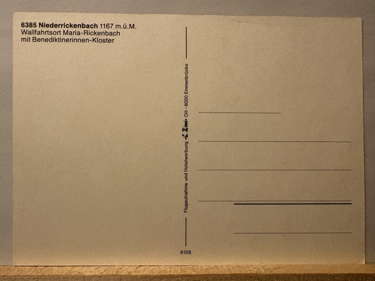 Ansichtskarten: AK von Niederrickenbach – Gebraucht aus Rümlang von Brieftaube1 1