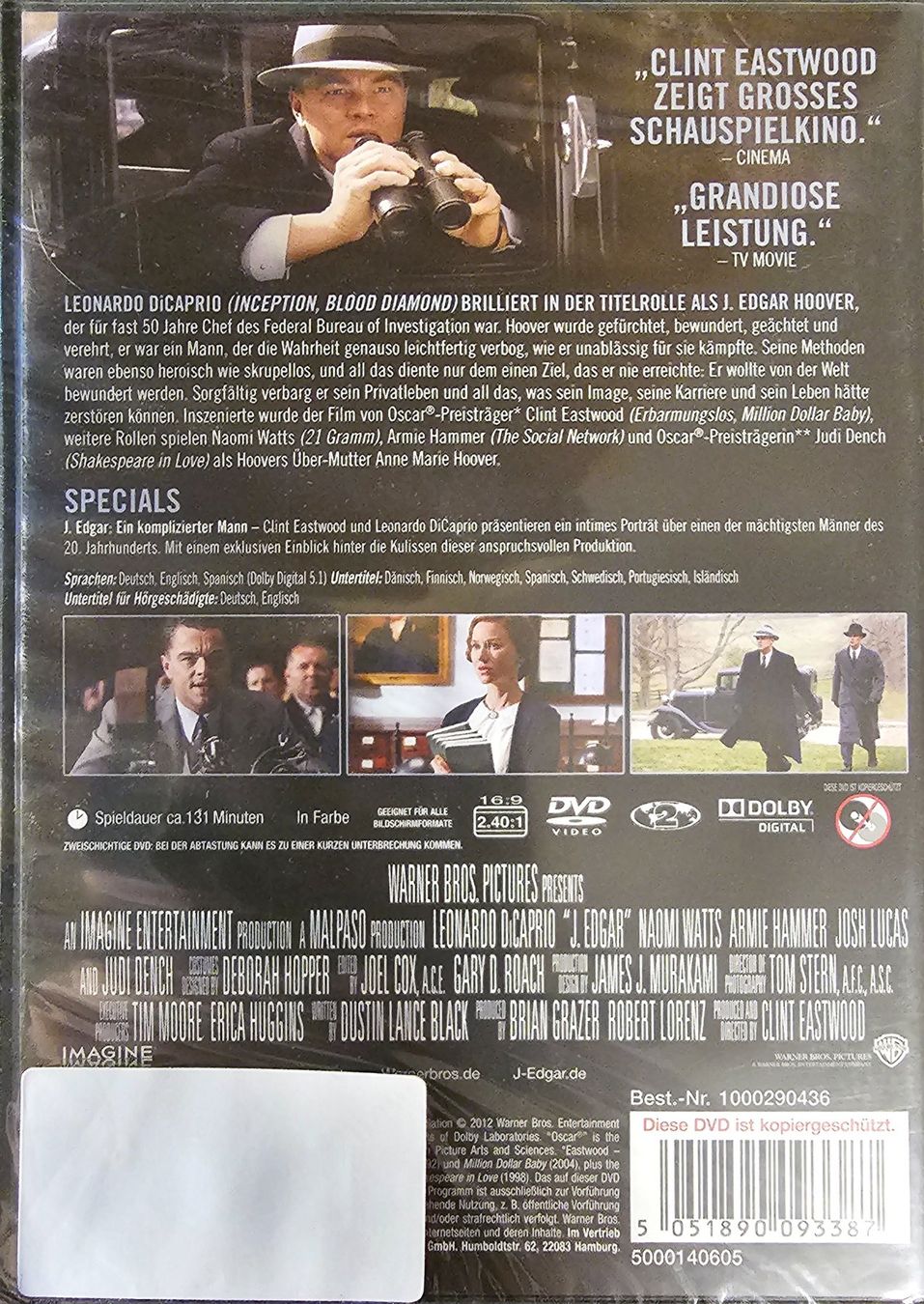 Tutti i DVDs: J. Edgar - Der mächtigste Mann der Welt – Nuovo e nell'imballaggio originale da Wahlen b. Laufen venduto da Cg10 1