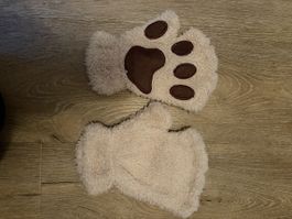 Fingerlose Handschuhe Tatzen Optik beige Einheitsgrösse