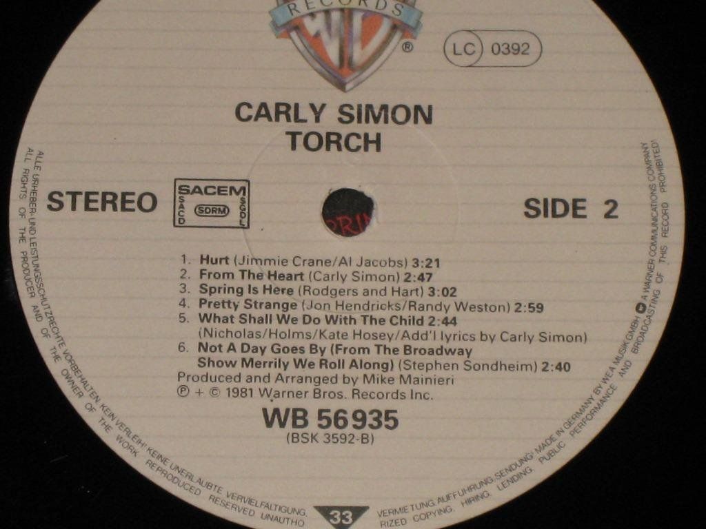 Schallplatten: LP - CARLY SIMON - TORCH – Gebraucht aus Steckborn von Quo7 2