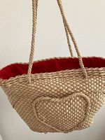 Strohtasche /mit Herz tasche Perfekt für Sommer!