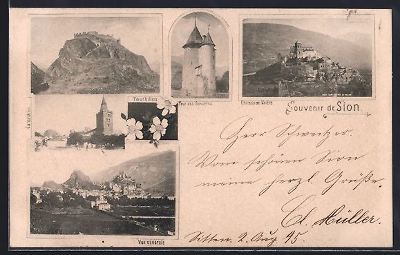 Cartoline postali: Vorläufer-AK Sion, 1895, Chateau de Val – Usato da Berlin venduto da bartko-reher