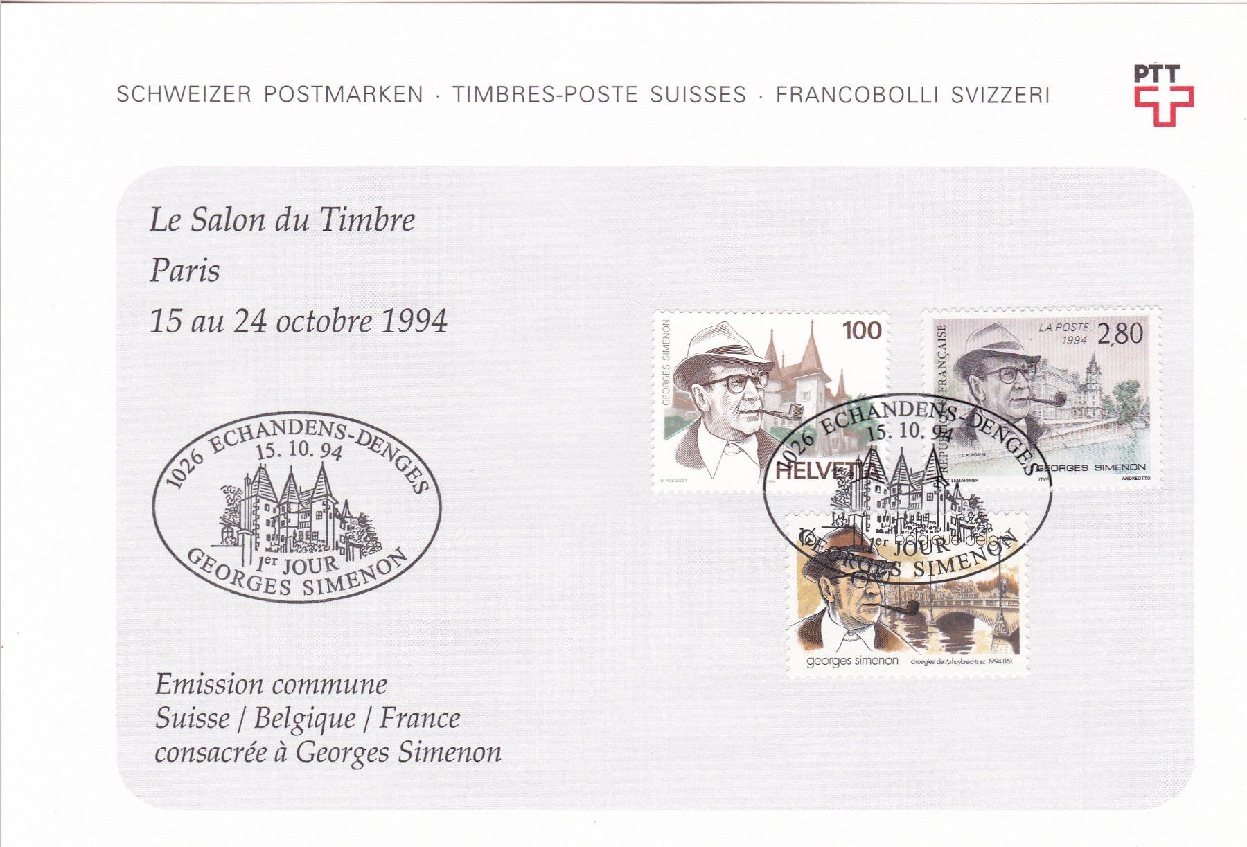 Alle Briefmarken: Georges Simenon Gemeinschaftsausagbe CH, BE, FR – Neu (gemäss Beschreibung) aus La Rippe von AlRipperan