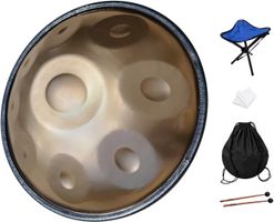 Handpan G-Moll  9 Noten goldfarben mit Zubehör