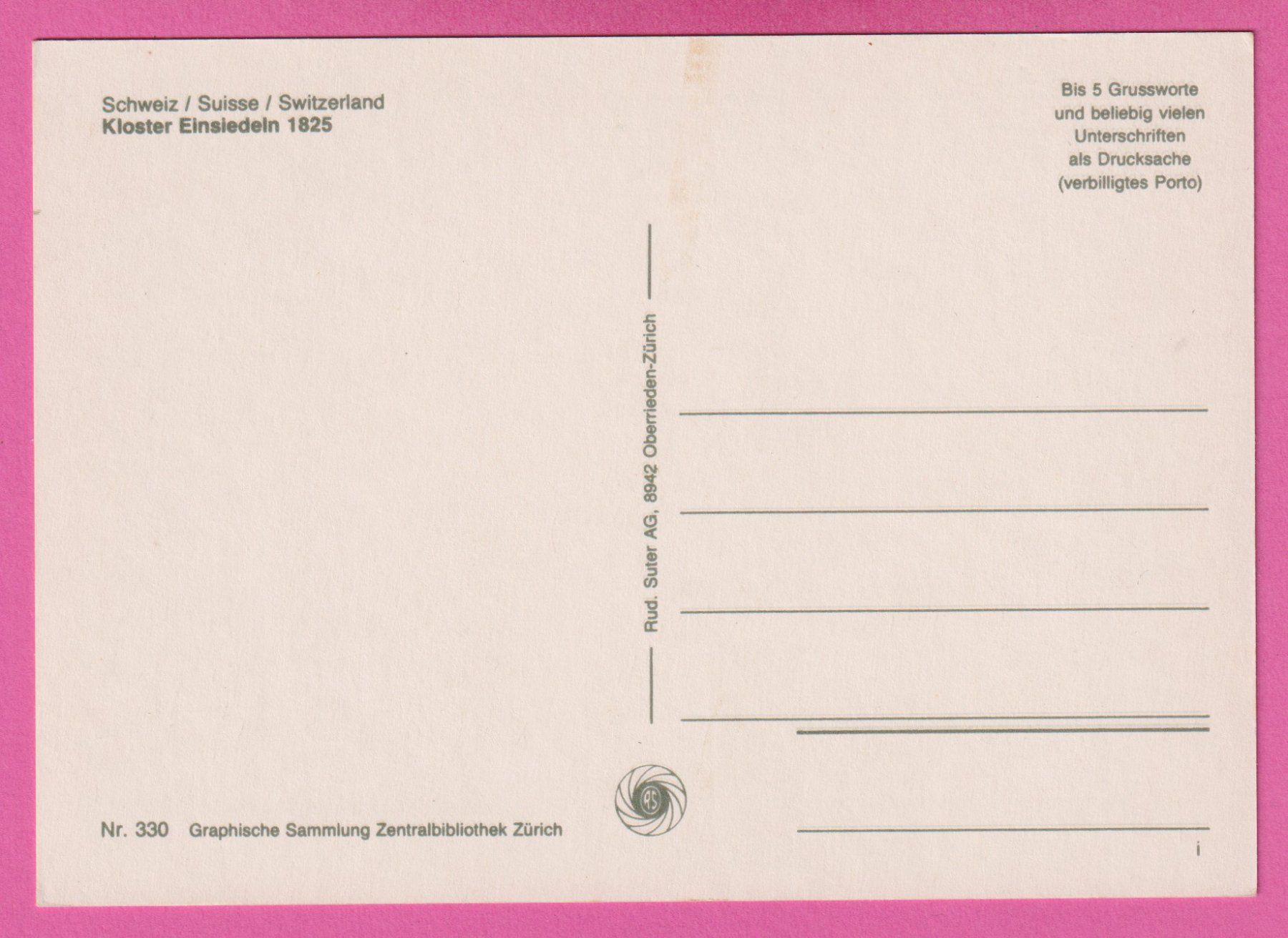 Cartoline postali: Kloster Einsiedeln 1825 REPRO Karte – Usato da Einsiedeln venduto da dillie 1