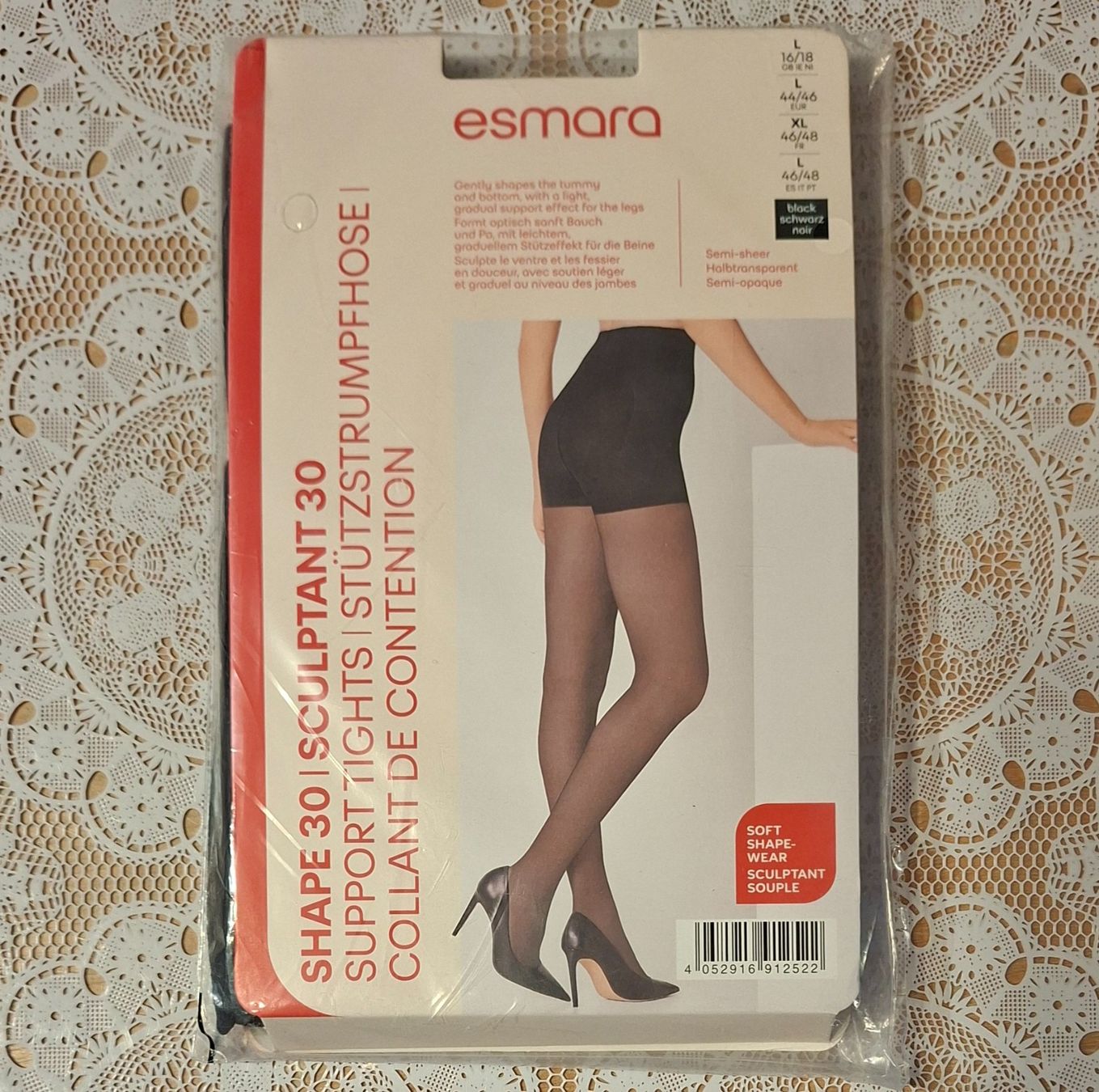 Calze & Collant: Esmara Shape 30 Stütz Strumpfhose 30den Gr.L Schwarz – Nuovo e nell'imballaggio originale da Amriswil venduto da Celini3