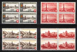Pro Patria 1942/43 Serien im 4er-Block ** postfrisch