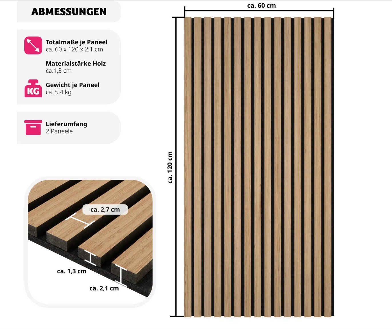 Piatti di portata: 2er Set Akustikpaneele Sonic Wall Eiche hell Holzoptik – Nuovo (secondo la descrizione) da Steinhausen venduto da Retourenprofis 2