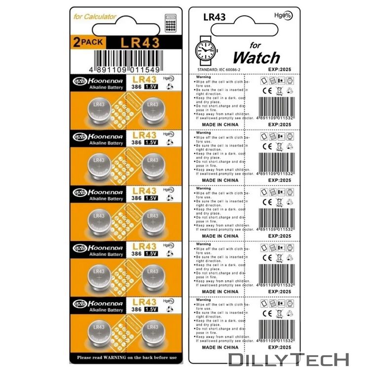 Caricatori & Batterie: AG12/LR43/386/SR1142SW Koonenda Alkaline K.Batterien-10 Stk – Nuovo e nell'imballaggio originale da Erlenbach ZH venduto da dillytech.ch 9