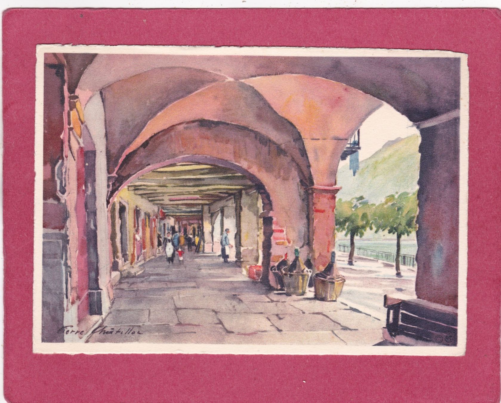 Cartoline postali: Kitsch Kunst Morcote Les Arcades – Usato da Herisau venduto da Lisegrat2008