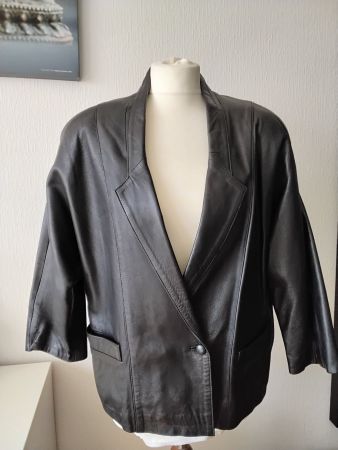 Veste en cuir noir Jappa vintage, taille S