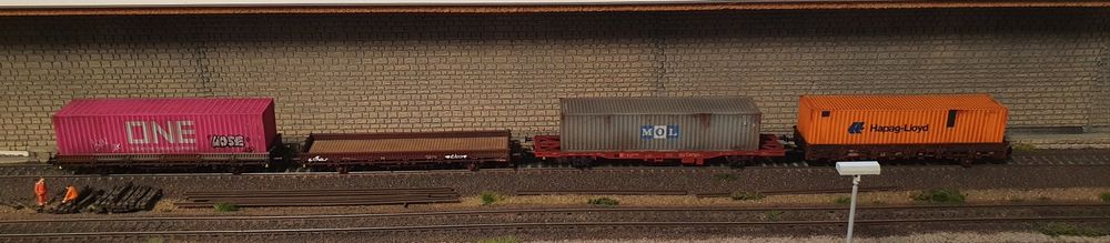 Roco 47105 Échelle Ho Paire De Wagons Porte Conteneurs Cho Yang #107