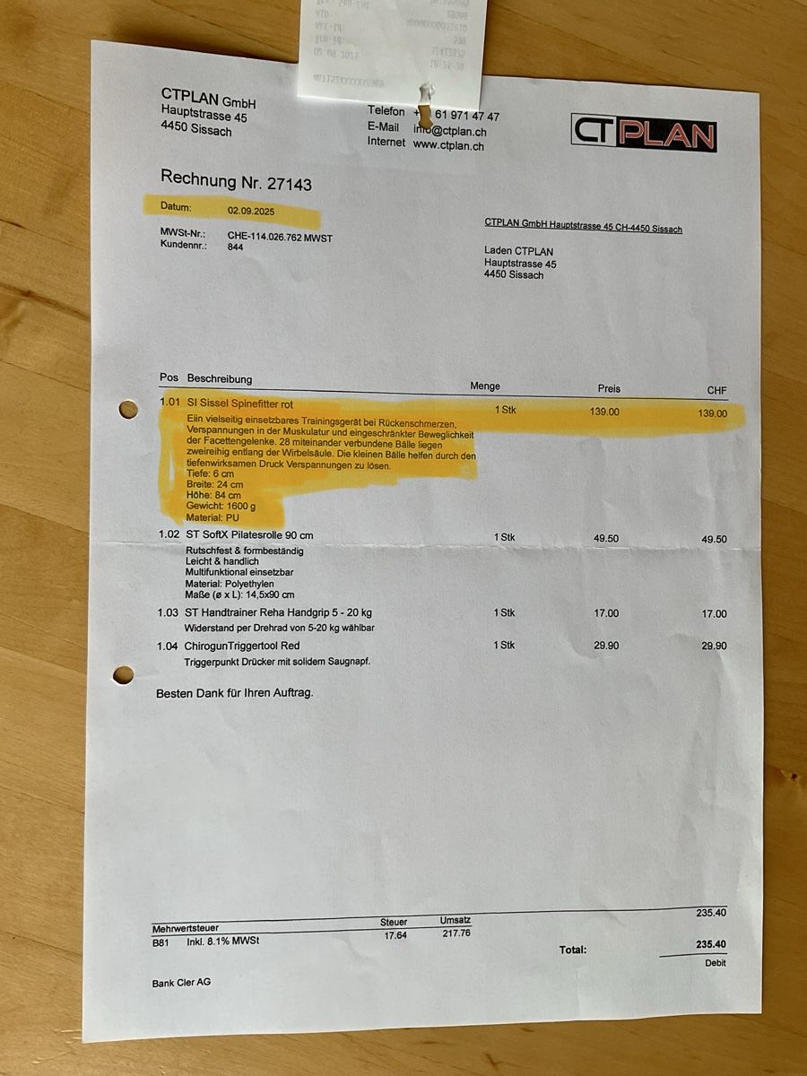 Dispositivi per massaggi: Original Sissel Spinefitter rot – Nuovo (secondo la descrizione) da Therwil venduto da Salalulu 1