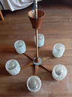 Retro Deckenlampe, Holz, 6-flammig, Vintage !