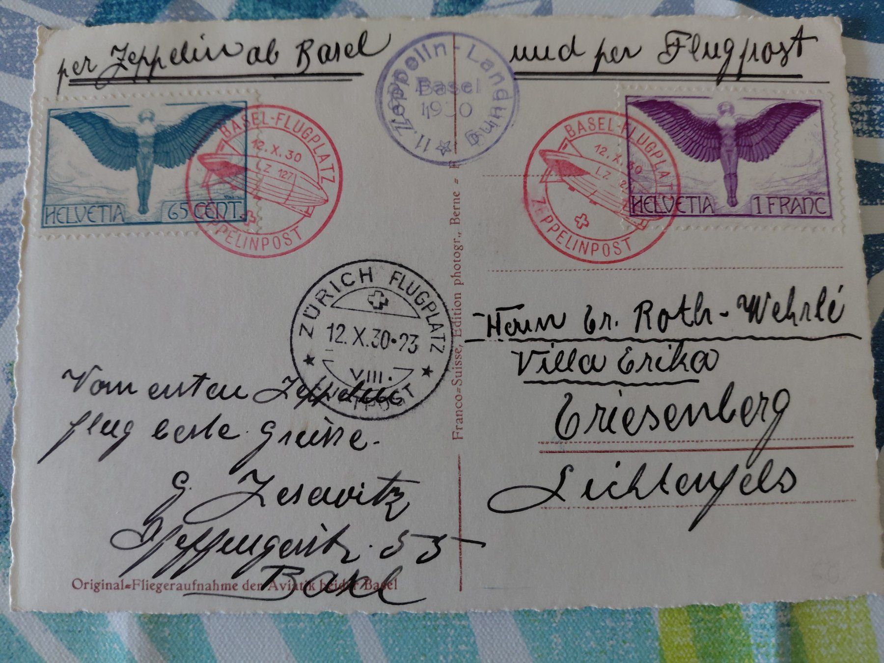 Tutti i francobolli: Tolle Zeppelin Luftpostkarte – Usato da Horw venduto da Onurb008